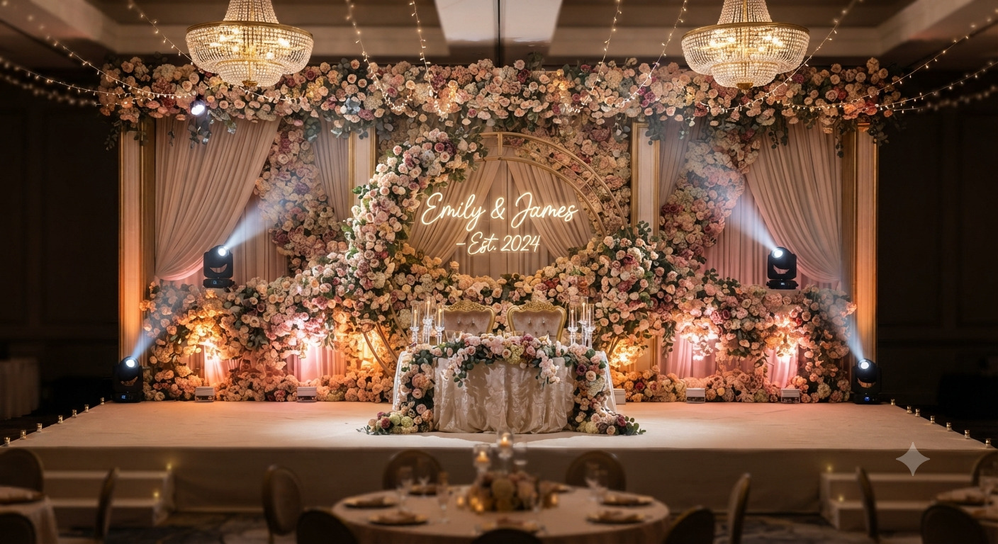 Romantic anniversary decoration setup