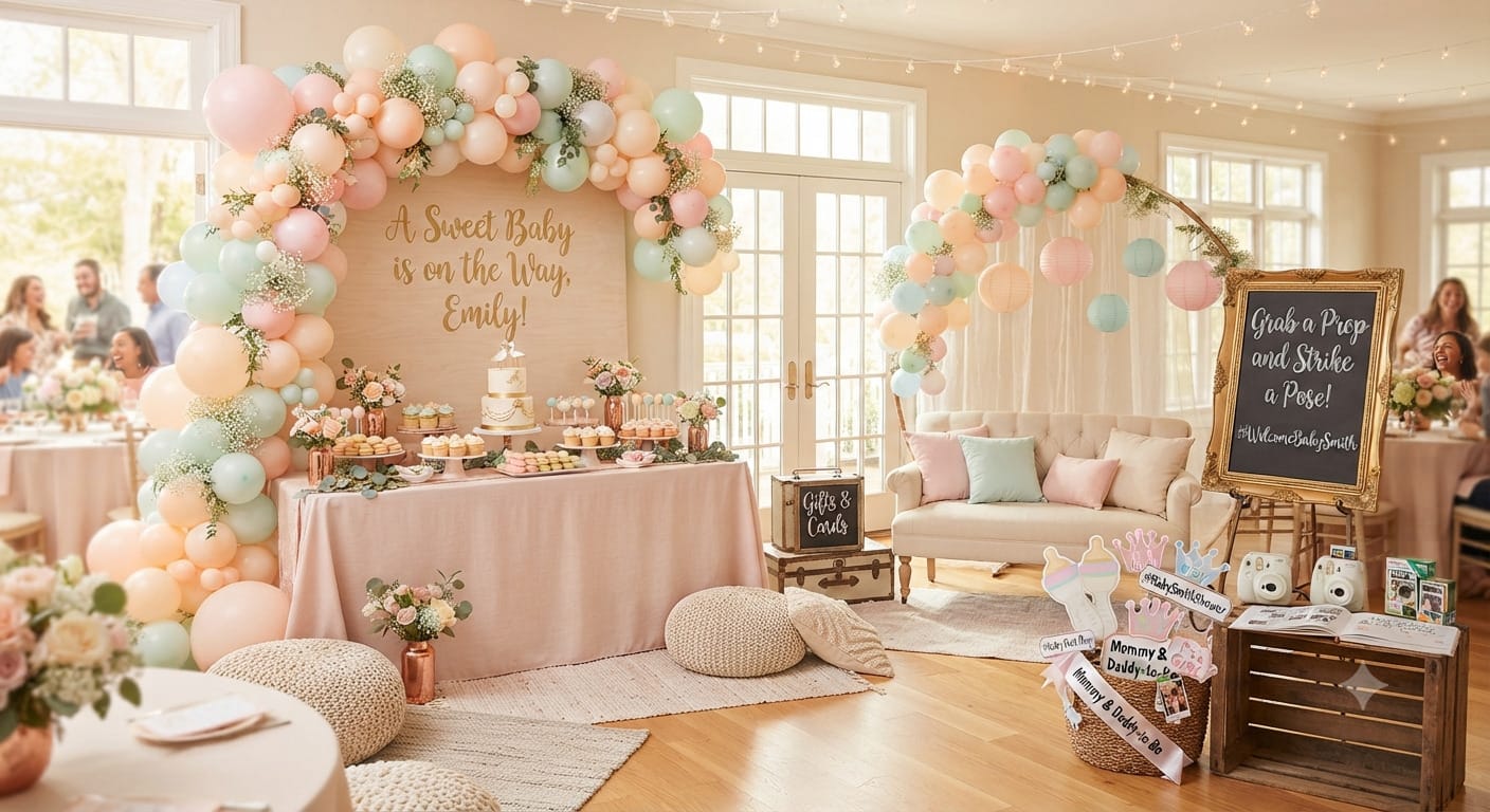 Balloon birthday decoration setup