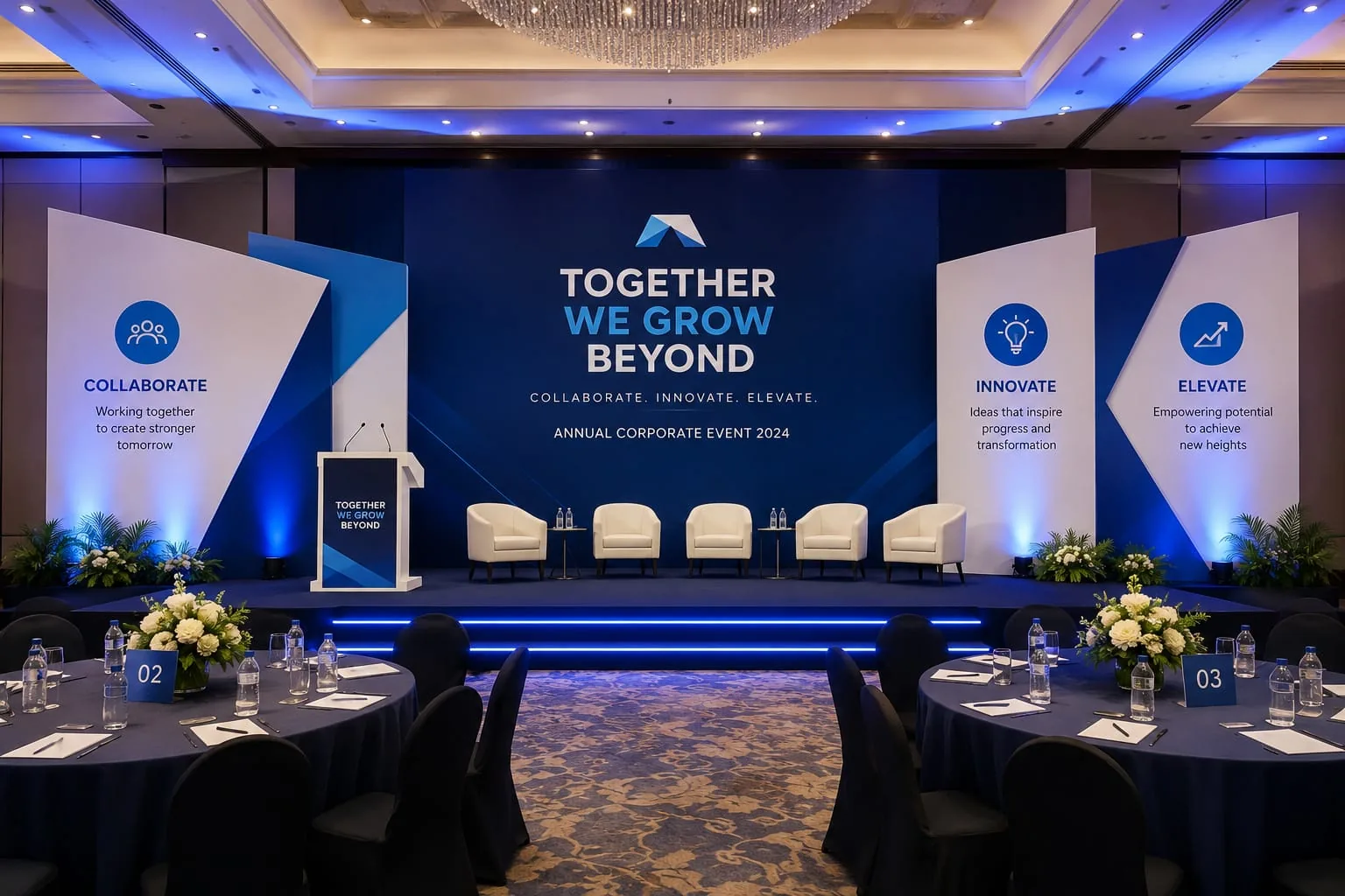 Corporate event stage decoration