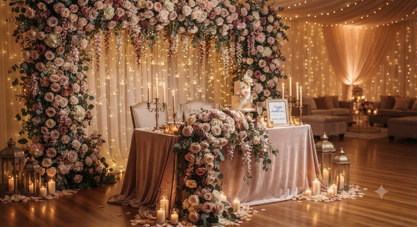 Fresh flower wall styling