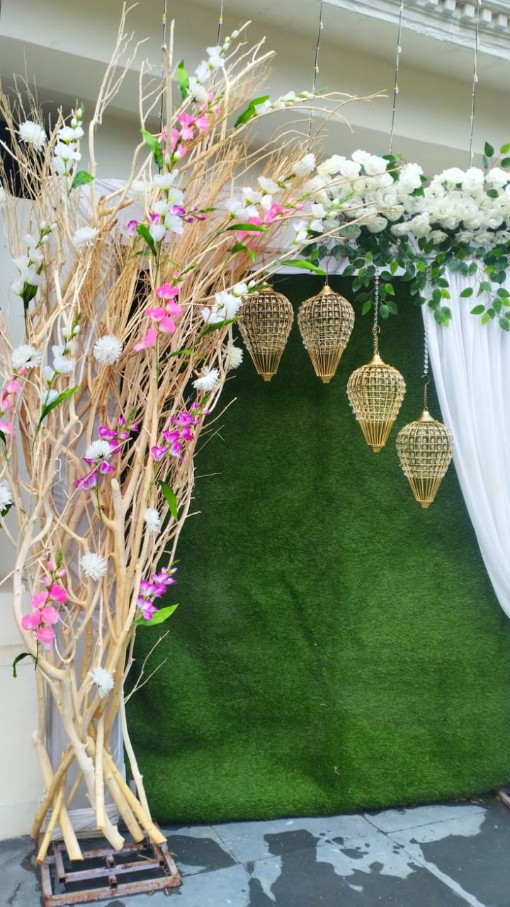 Rustic branch and floral wedding display